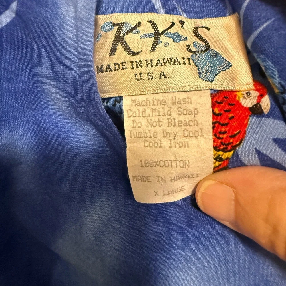 Vintage KY’s Hawaiian Tropical Blue Parrot Print Sleeveless Cotton Dress - Picture 3 of 5